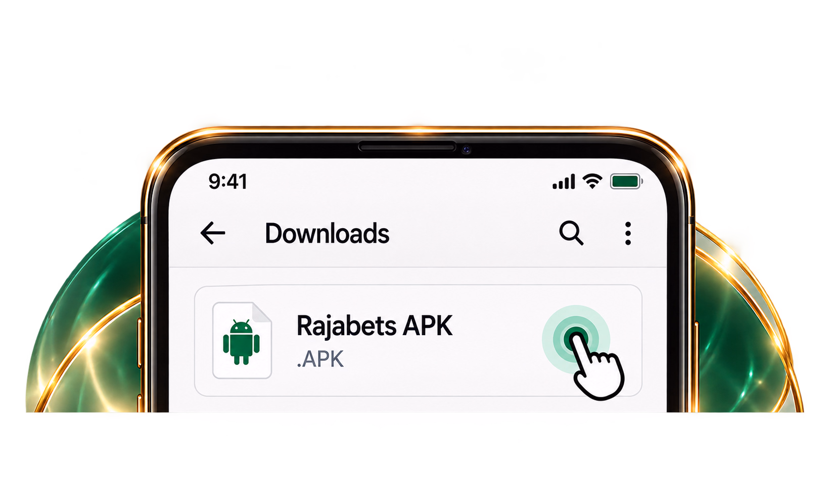 Tapping the downloaded Rajabets APK file in Android downloads